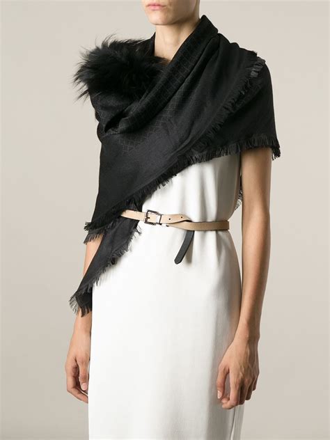 gucci womens scarf|gucci scarf with fur trim.